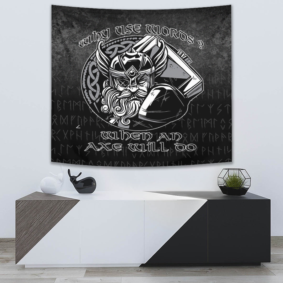 Viking Tapestry - Why Use Words? When An Axe Will Do Tapestry RLT12 - Wonder Print Shop