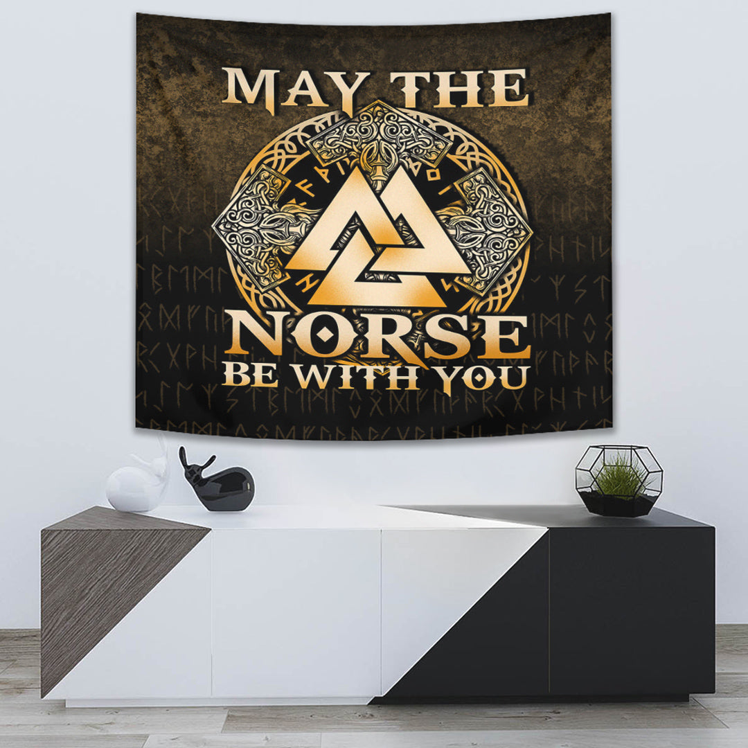 Viking Tapestry - May The Norse Be With You Viking - Gold Version Tapestry RLT12 - Wonder Print Shop