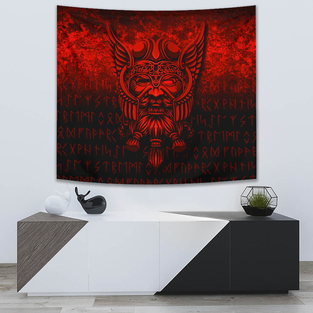 Viking Tapestry - Viking Odin Allfather In Asgard - Red Version Tapestry RLT12 - Wonder Print Shop