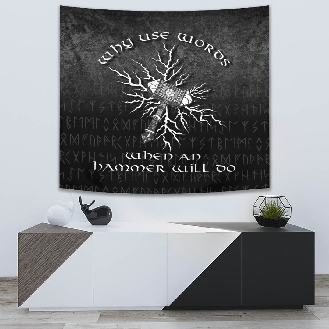 Viking Tapestry - Why Use Words When An Hammer Will Do Tapestry RLT12 - Wonder Print Shop
