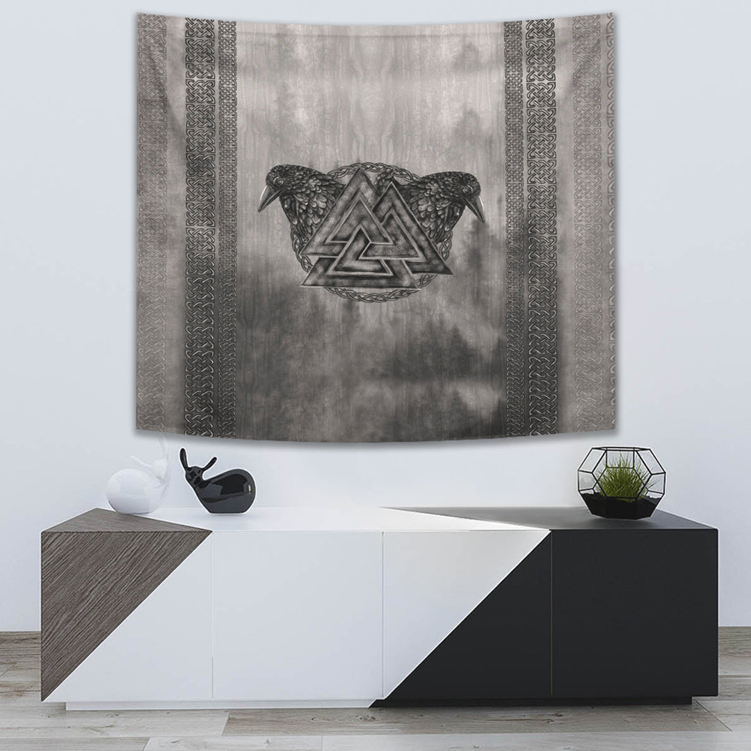 Viking Tapestry - Viking Valknut and Raven Tapestry RLT12 - Wonder Print Shop