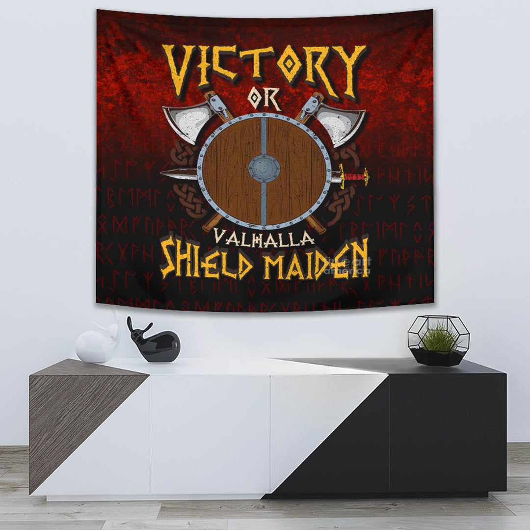 Viking Tapestry - Victory or Valhalla Shield Maiden Tapestry RLT12 - Wonder Print Shop