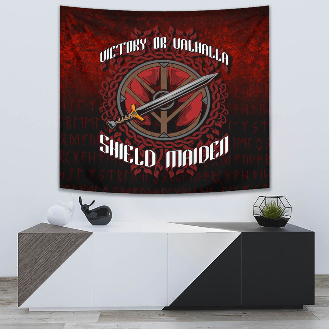Viking Tapestry - Victory or Valhalla Shield Maiden Tapestry RLT12 - Wonder Print Shop