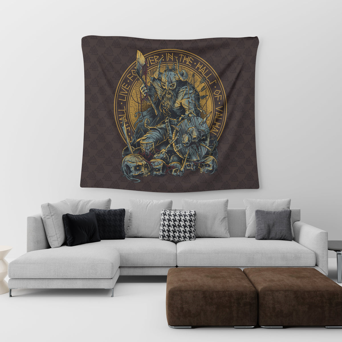 Viking Tapestry Warrior Viking Shield Skull RLT12 - Wonder Print Shop