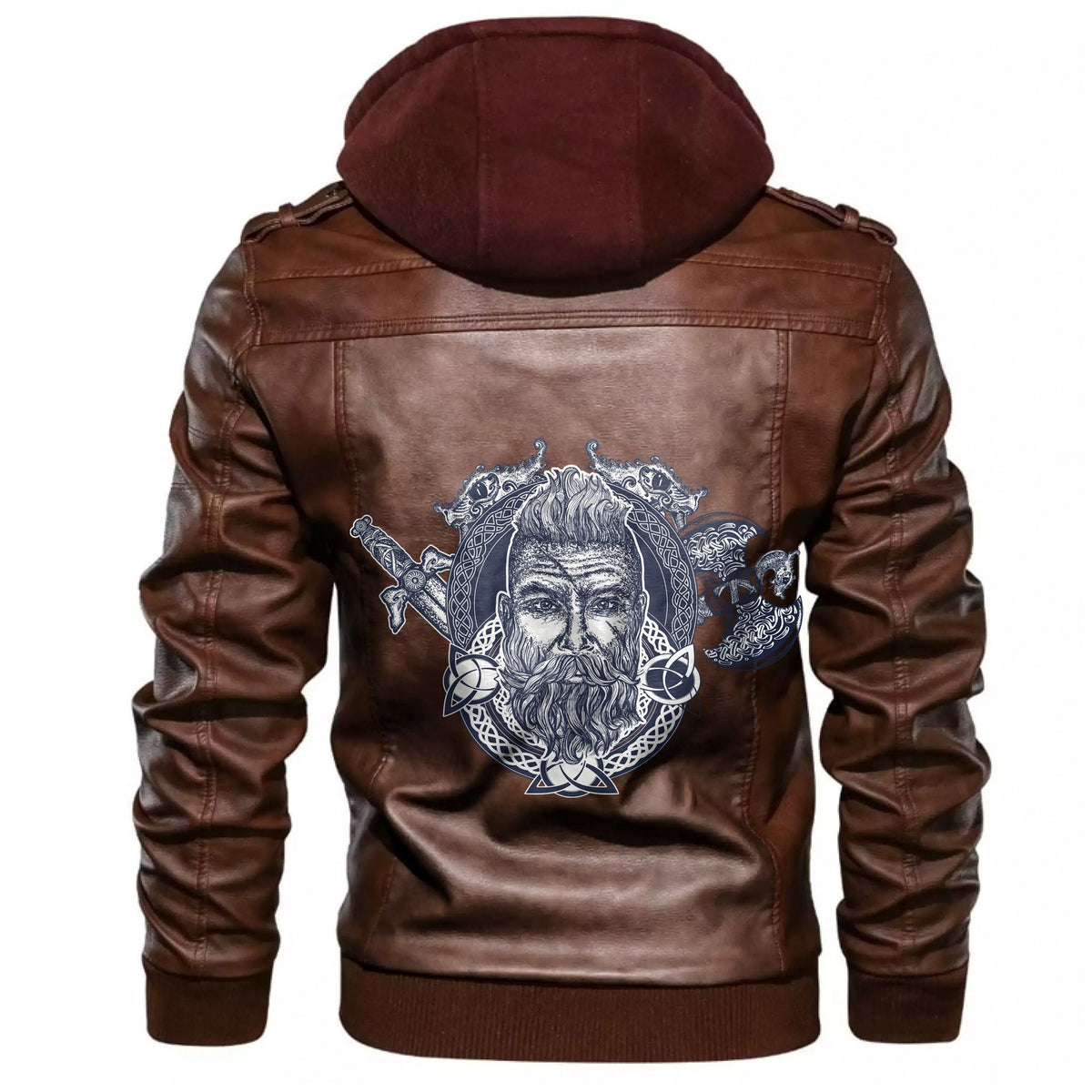 Viking Tattoo Courage Scandinavian Leather Jacket RLT12 - Wonder Print Shop