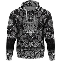 Viking Hoodie Tattoo Wolf Swords with Bandana Paisley Style RLT12 - Wonder Print Shop