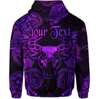 Custom Taurus Zodiac Polynesian Zip Hoodie Unique Style Purple LT8 - Wonder Print Shop