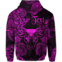 Custom Taurus Zodiac Polynesian Zip Hoodie Unique Style Pink LT8 - Wonder Print Shop