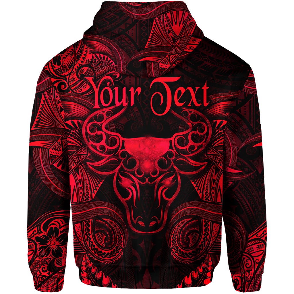 Custom Taurus Zodiac Polynesian Hoodie Unique Style Red LT8 - Wonder Print Shop