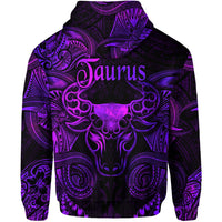 Taurus Zodiac Polynesian Zip Hoodie Unique Style Purple LT8 - Wonder Print Shop