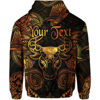Custom Taurus Zodiac Polynesian Zip Hoodie Unique Style Gold LT8 - Wonder Print Shop