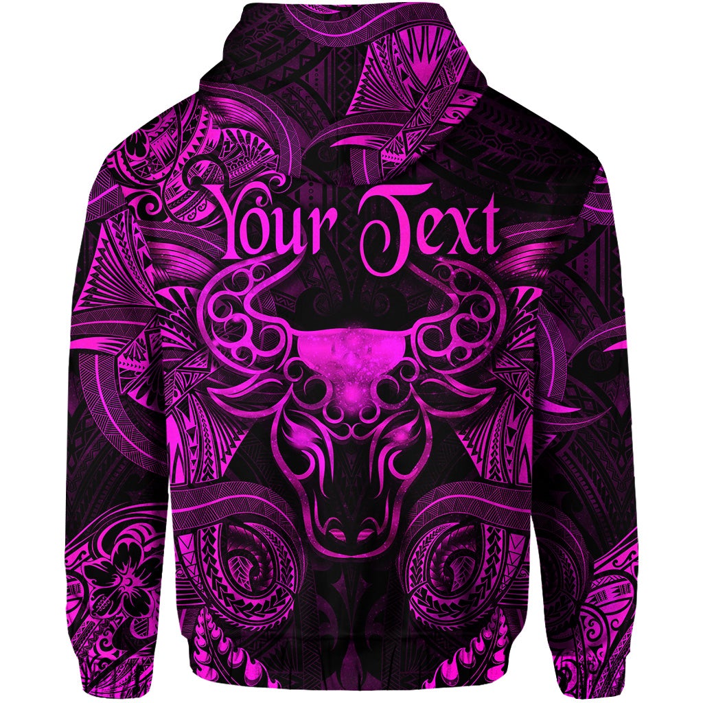 Custom Taurus Zodiac Polynesian Hoodie Unique Style Pink LT8 - Wonder Print Shop