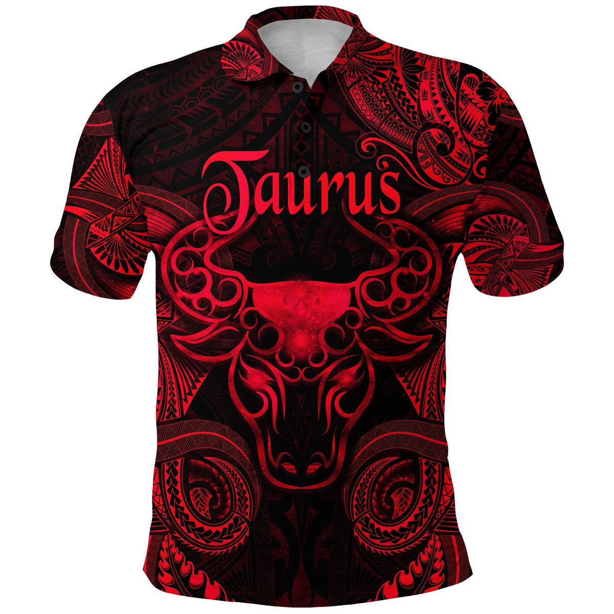 Custom Taurus Zodiac Polynesian Polo Shirt Unique Style Red LT8 - Wonder Print Shop