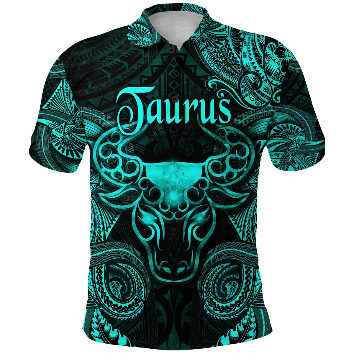 Taurus Zodiac Polynesian Polo Shirt Unique Style Turquoise LT8 - Wonder Print Shop