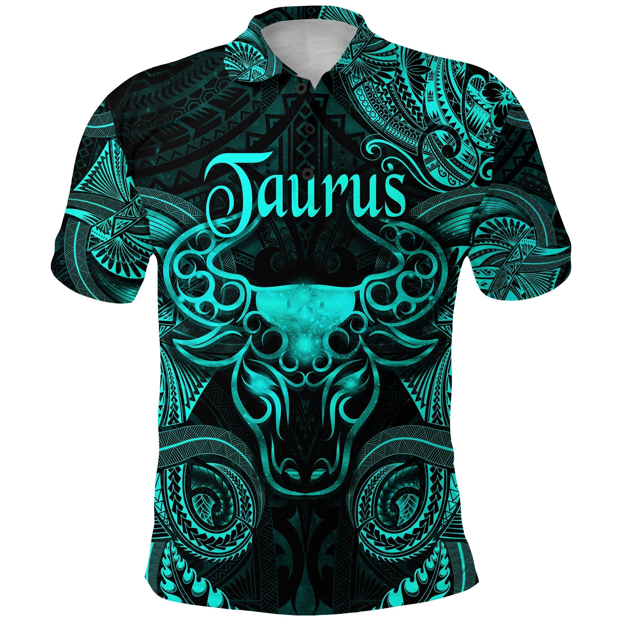 Taurus Zodiac Polynesian Polo Shirt Unique Style Turquoise LT8 - Wonder Print Shop