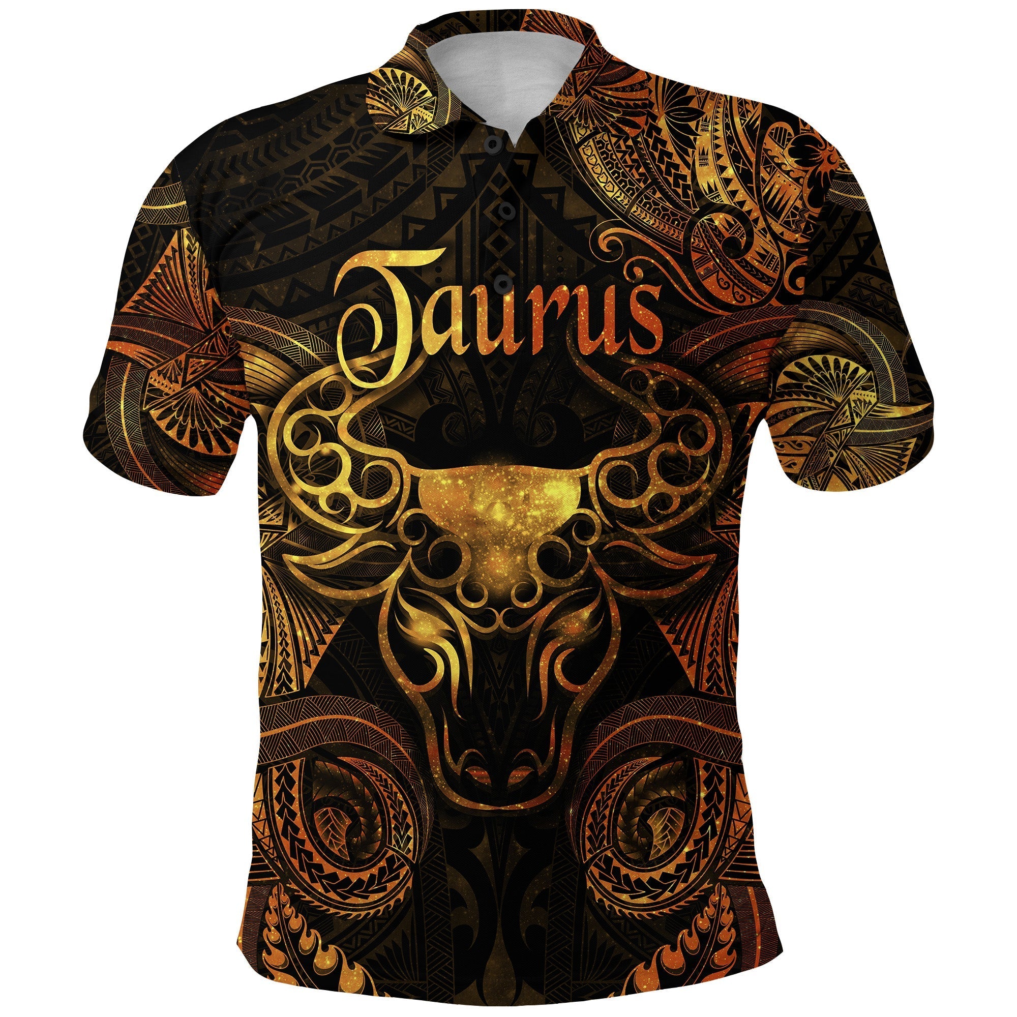 Custom Taurus Zodiac Polynesian Polo Shirt Unique Style Gold LT8 - Wonder Print Shop