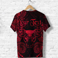 Custom Taurus Zodiac Polynesian T Shirt Unique Style Red LT8 - Wonder Print Shop