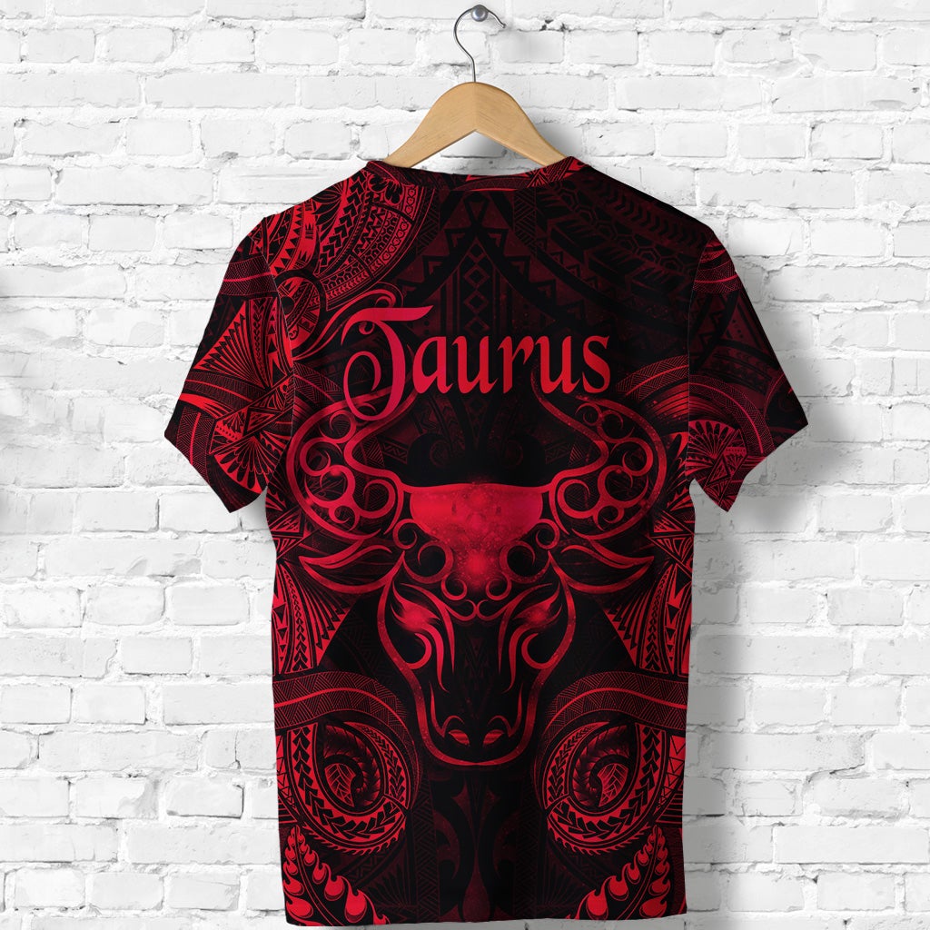 Taurus Zodiac Polynesian T Shirt Unique Style Red LT8 - Wonder Print Shop