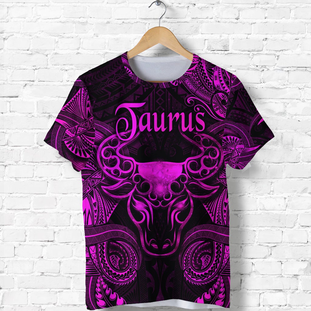 Custom Taurus Zodiac Polynesian T Shirt Unique Style Pink LT8 - Wonder Print Shop