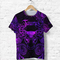 Custom Taurus Zodiac Polynesian T Shirt Unique Style Purple LT8 - Wonder Print Shop