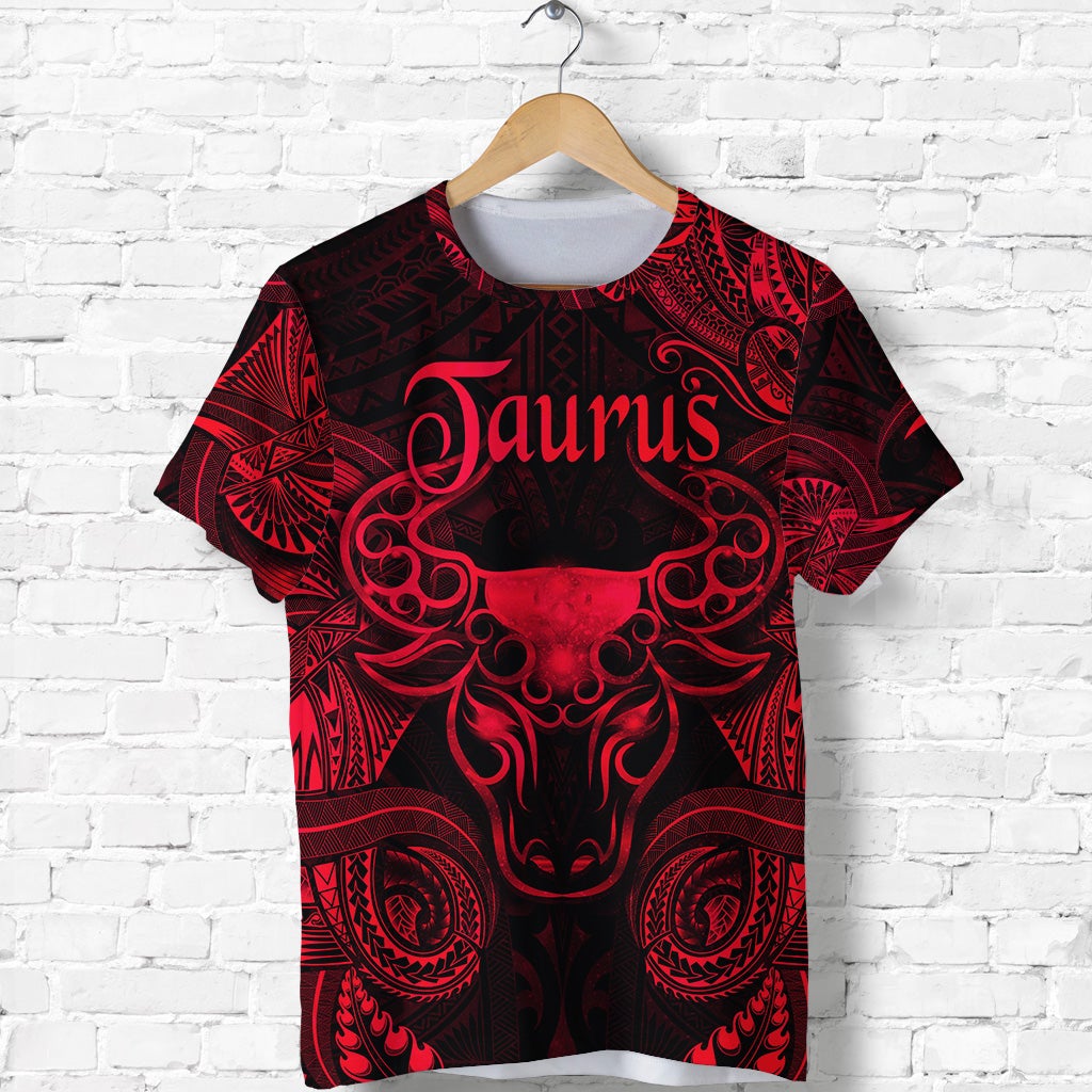 Taurus Zodiac Polynesian T Shirt Unique Style Red LT8 - Wonder Print Shop