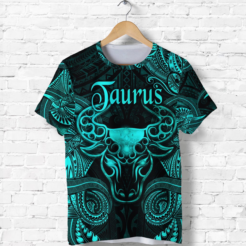 Custom Taurus Zodiac Polynesian T Shirt Unique Style Turquoise LT8 - Wonder Print Shop