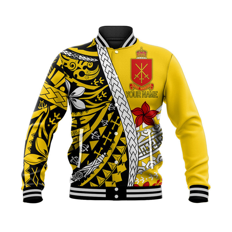 Custom Personalised Tonga Terra Marique Baseball Jacket Gold Polynesian Minimalist Style LT9 - Wonder Print Shop