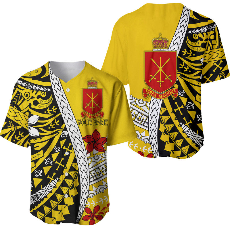 Custom Personalised Tonga Terra Marique Baseball Jersey Gold Polynesian Minimalist Style LT9 - Wonder Print Shop