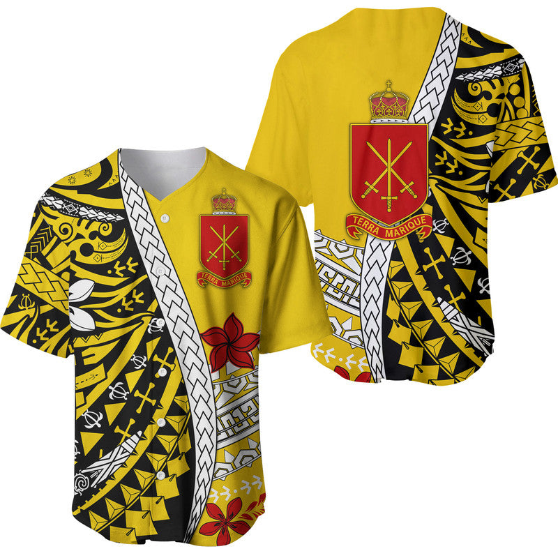 Tonga Terra Marique Baseball Jersey Gold Polynesian Minimalist Style LT9 - Wonder Print Shop
