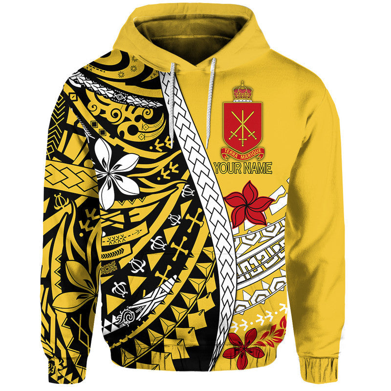Custom Personalised Tonga Terra Marique Hoodie Gold Polynesian Minimalist Style - Wonder Print Shop