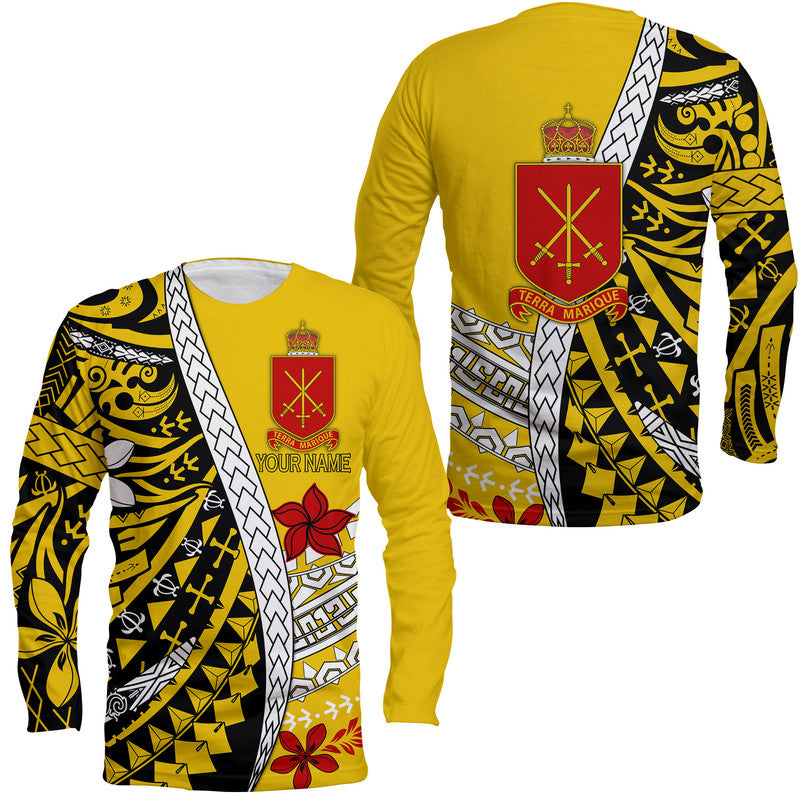 Custom Personalised Tonga Terra Marique Long Sleeve Shirt Gold Polynesian Minimalist Style - Wonder Print Shop