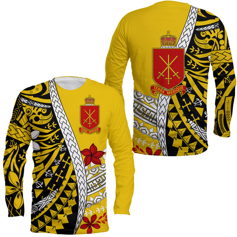 Tonga Terra Marique Long Sleeve Shirt Gold Polynesian Minimalist Style - Wonder Print Shop
