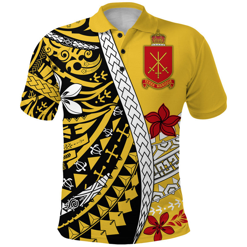 Tonga Terra Marique Polo Shirt Gold Polynesian Minimalist Style - Wonder Print Shop