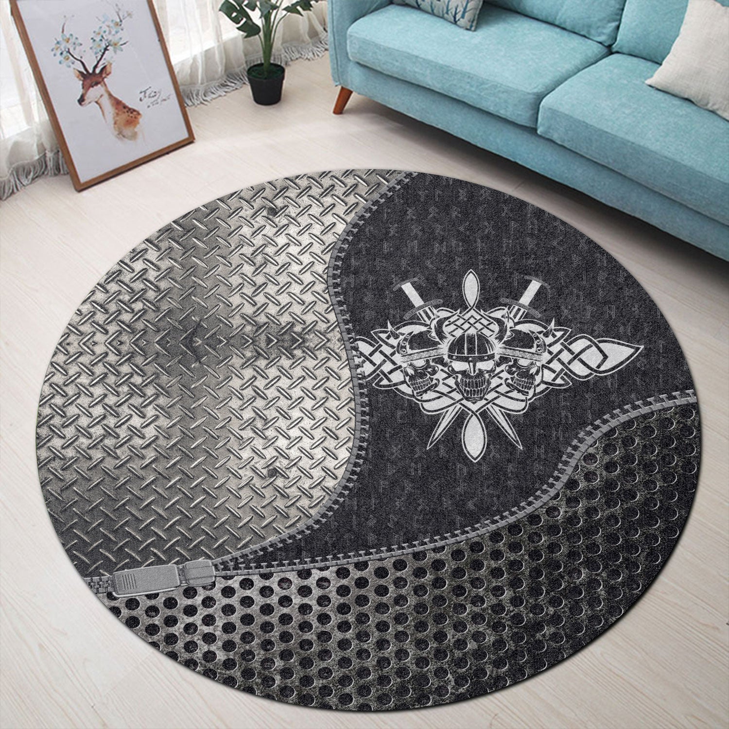 viking-carpet-the-image-skull-in-an-ancient-helmet-of-and-celtic-patterns-round-carpet