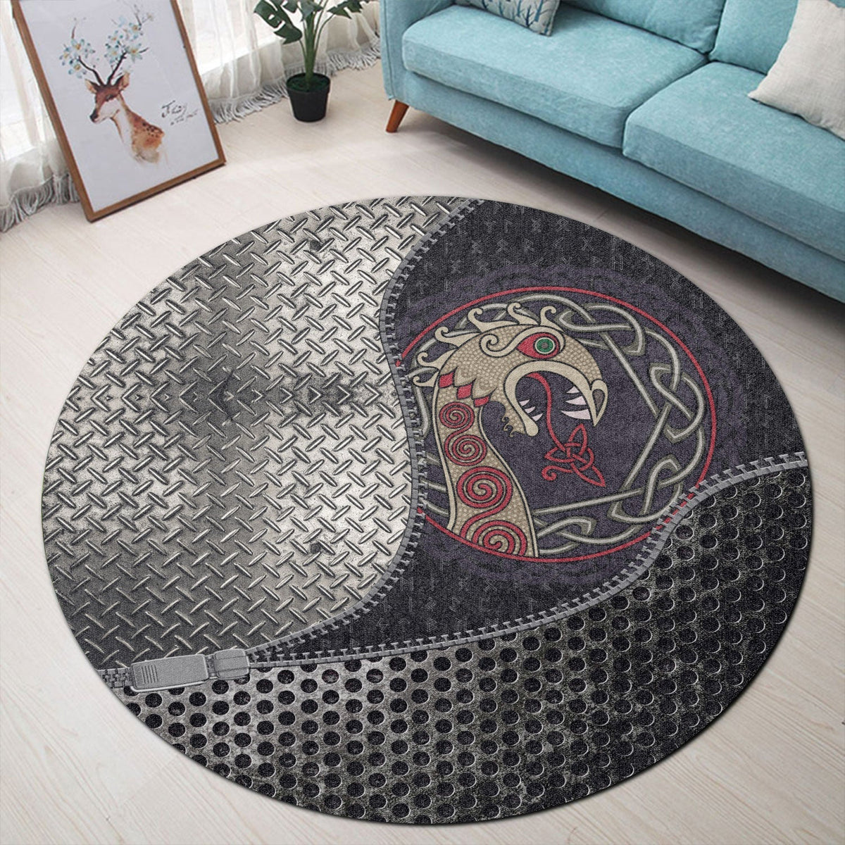viking-carpet-the-nasal-figure-of-the-ship-drakkar-in-the-form-of-dragon-round-carpet