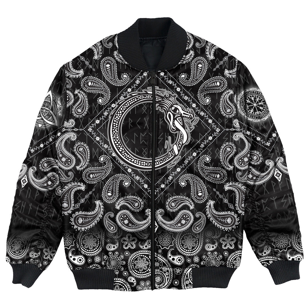 Viking Bomber Jacket The Norse Midgard with Bandana Paisley Style RLT12 - Wonder Print Shop