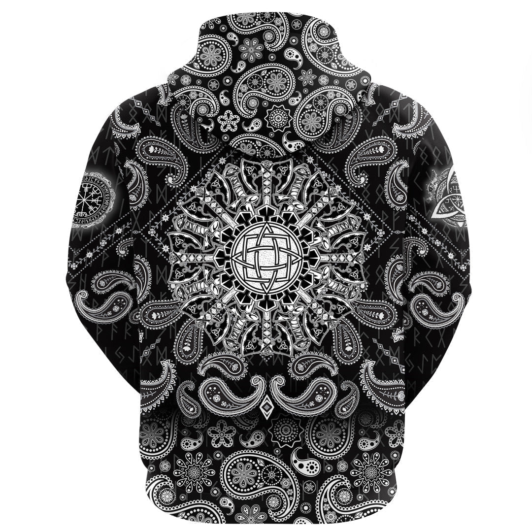 Viking Hoodie The Poleaxe and Sword with Bandana Paisley Style RLT12 - Wonder Print Shop