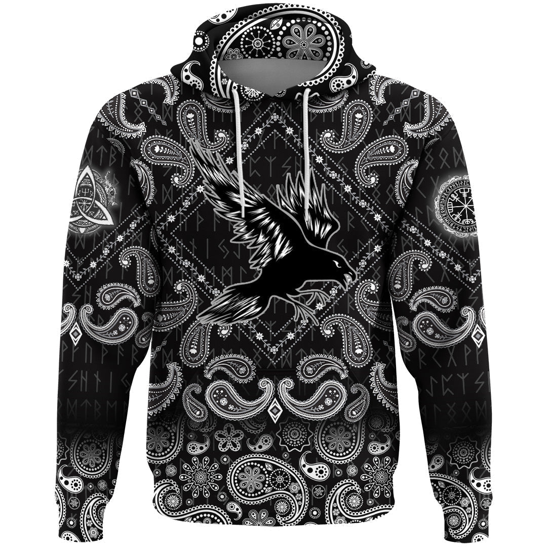 Viking Hoodie The Raven Viking with Bandana Paisley Style RLT12 - Wonder Print Shop