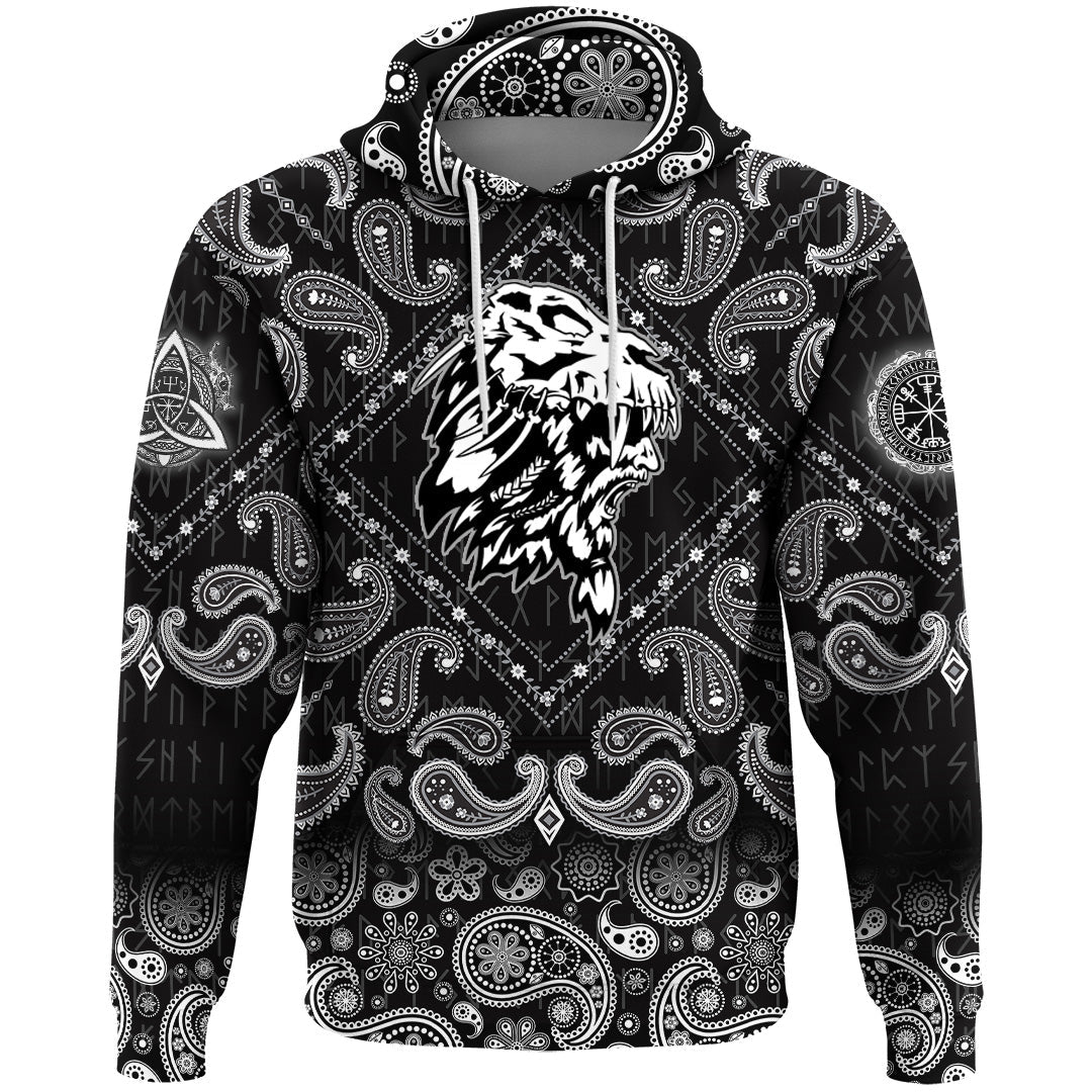 Viking Hoodie The Shaman In Skull Of An Animal with Bandana Paisley Style RLT12 - Wonder Print Shop