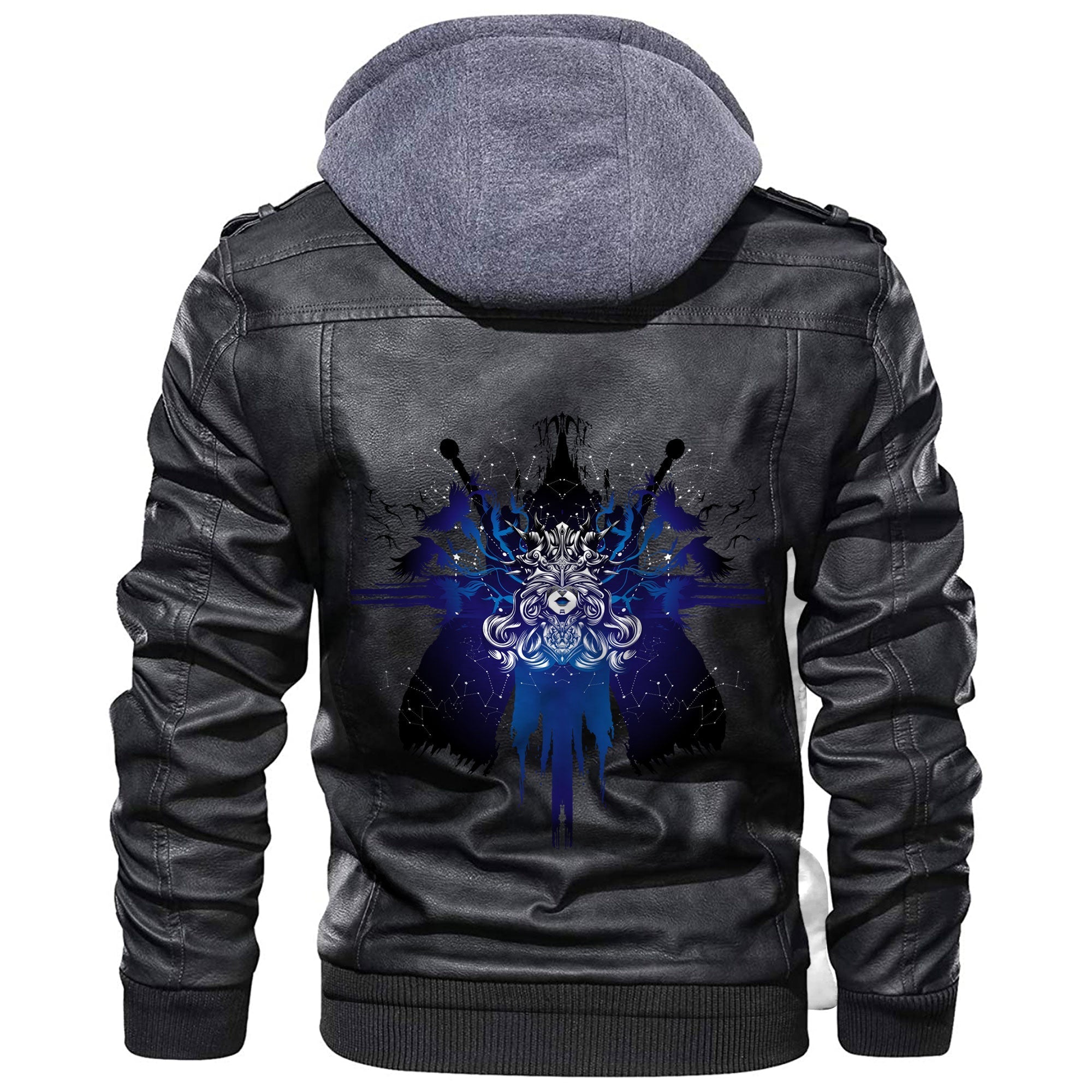 Viking The Valkyrie At The Starry Sky Through Which Flies A Flock Of Birds Leather Jacket RLT12 - Wonder Print Shop