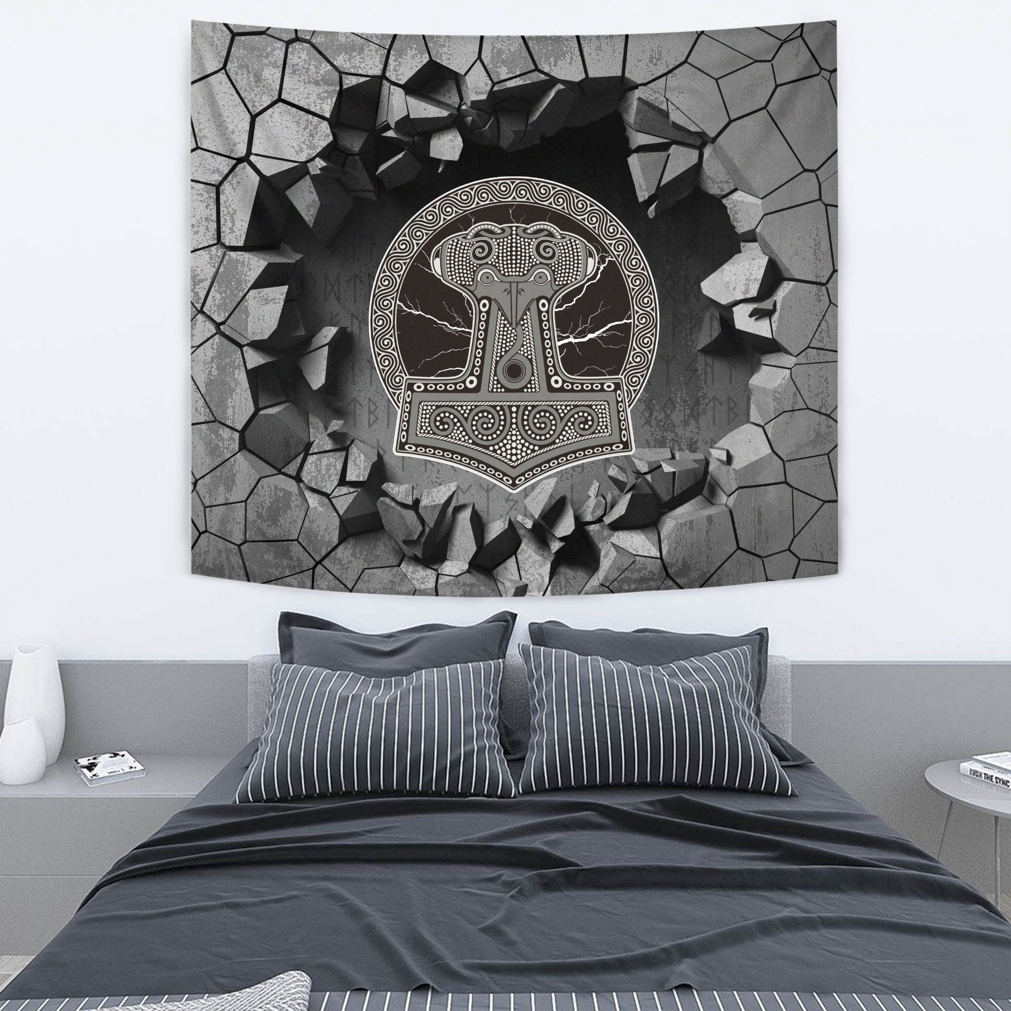 Viking Tapestry - The Spear Of The God Odin Gungnir Two Ravens Tapestry RLT12 - Wonder Print Shop