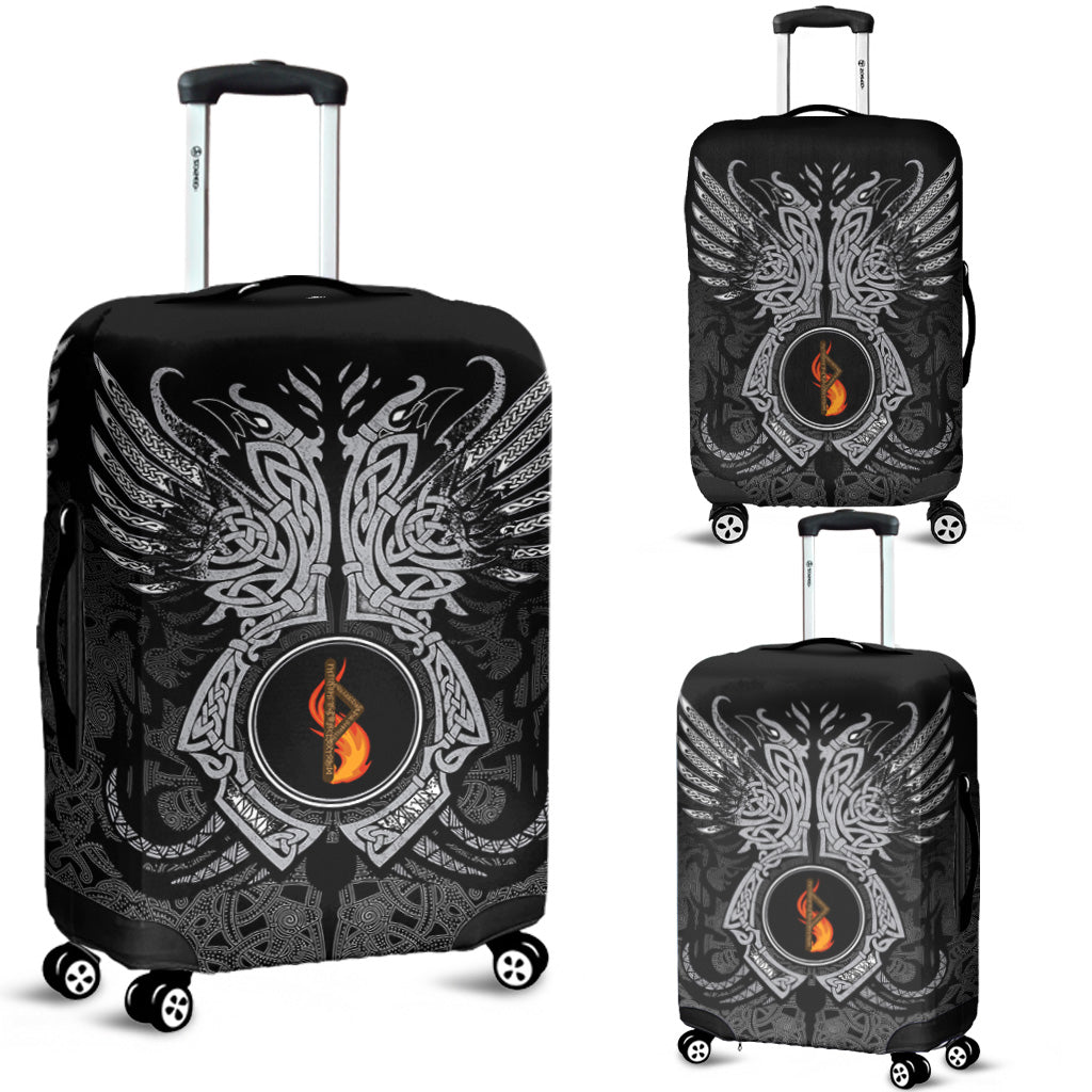Viking Luggage Cover - Thurisaz Rune, Raven Tattoo RLT12 - Wonder Print Shop