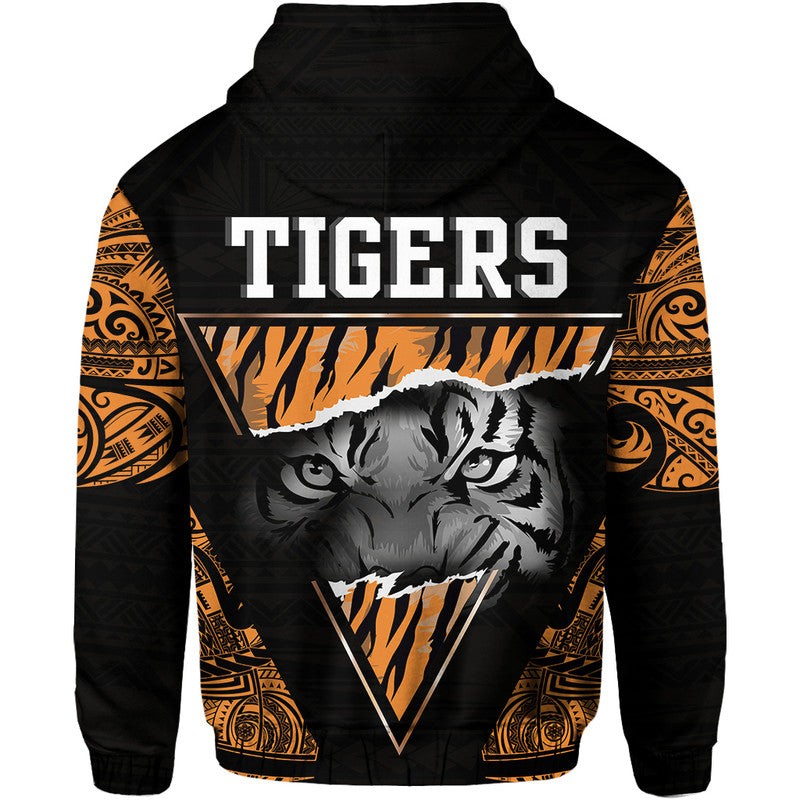 Papua New Guinea Lae Snax Tigers Hoodie Polynesian Tiger Face - Wonder Print Shop