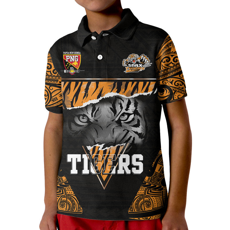 Papua New Guinea Lae Snax Tigers Polo Shirt Polynesian Tiger Face - Wonder Print Shop