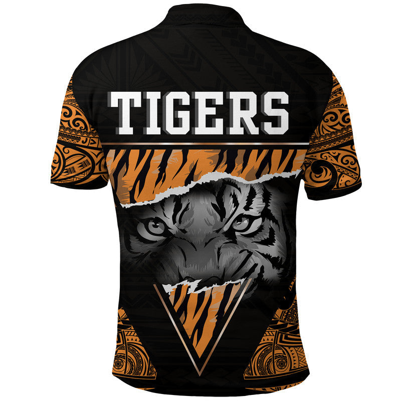 Papua New Guinea Lae Snax Tigers Polo Shirt Polynesian Tiger Face - Wonder Print Shop