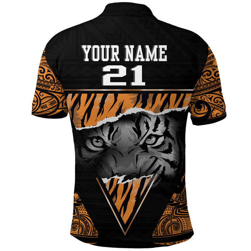 Custom Papua New Guinea Lae Snax Tigers Polo Shirt Polynesian Tiger Face - Wonder Print Shop