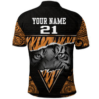 Custom Papua New Guinea Lae Snax Tigers Polo Shirt Polynesian Tiger Face - Wonder Print Shop