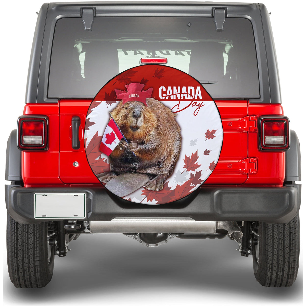 Canada Day Spare Tire Cover Patriot Beaver Mix Maple Leaf - Wonder Print Shop