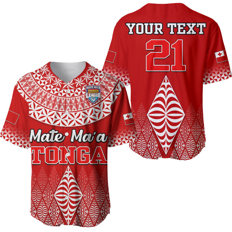 Custom Personalised Mate Ma'a Tonga Rugby Baseball Jersey Tongan Kupesi Ngatu Style LT9 - Wonder Print Shop
