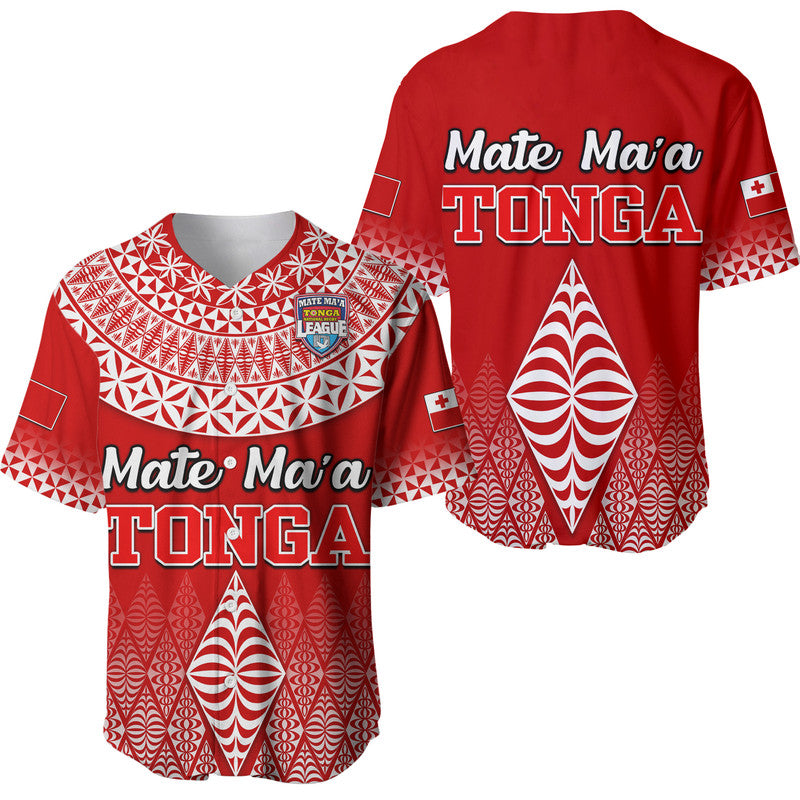 Mate Ma'a Tonga Rugby Baseball Jersey Tongan Kupesi Ngatu Style LT9 - Wonder Print Shop